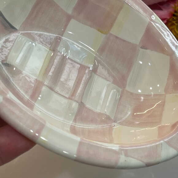 MacKenzie-Childs Rosy Check Soap Dish-NEW - Picture 7 of 16